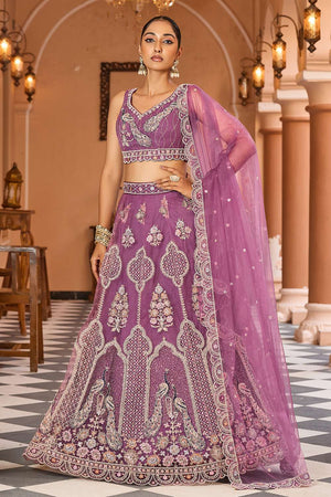 Lavender Sequin with Embroidered Net Lehenga
