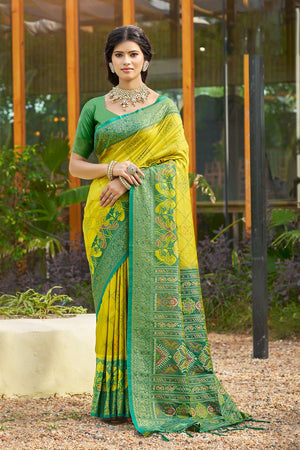 Mustard Woven Silk Saree