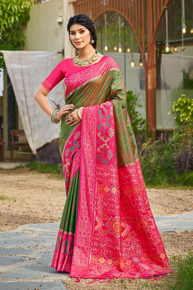 Mehendi Woven Silk Saree