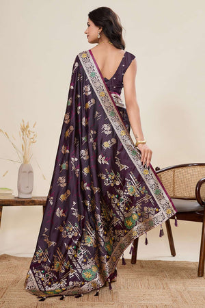 Violet Woven Satin Saree