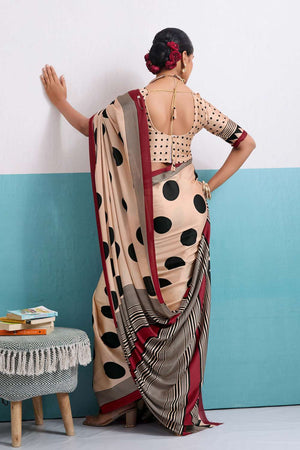 Black Printed Satin Saree