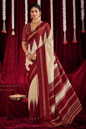 Multi Color Zig Zag Printed Silk Saree