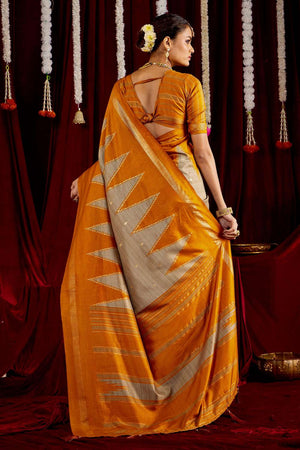 Multi Color Zig Zag Printed Silk Saree