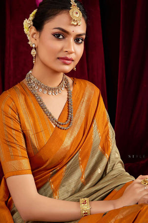 Multi Color Zig Zag Printed Silk Saree