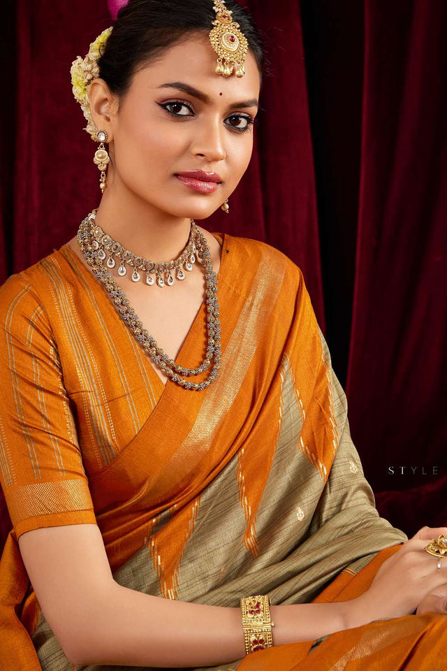 Multi Color Zig Zag Printed Silk Saree