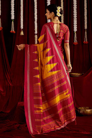 Multi Color Zig Zag Printed Silk Saree