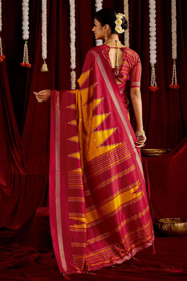 Multi Color Zig Zag Printed Silk Saree