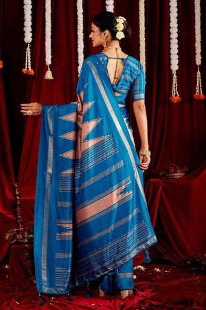 Brown Zig Zag Printed Silk Saree