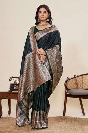 Green Woven Satin Saree