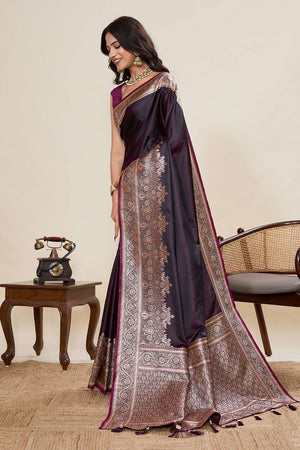 Violet Woven Satin Saree