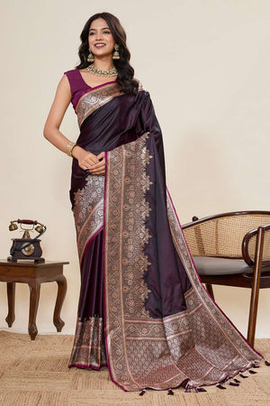 Violet Woven Satin Saree