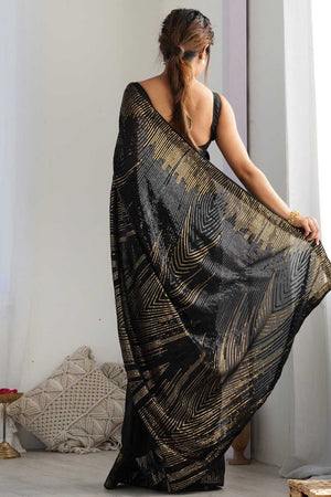 Black Sequin Georgette Saree