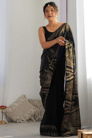 Black Sequin Georgette Saree