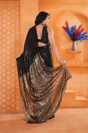 Black Sequin Georgette Saree
