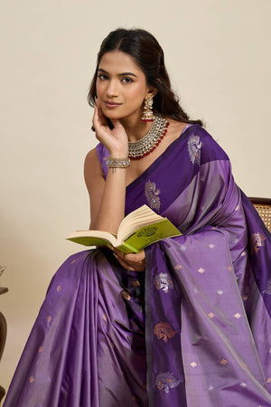 Lavender Woven Silk Saree