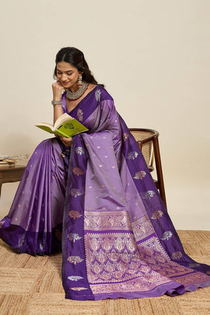 Lavender Woven Silk Saree