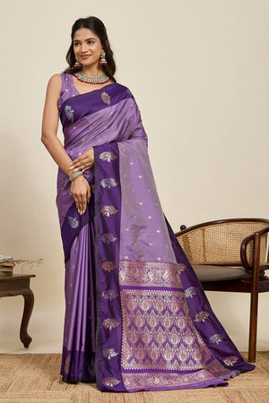 Lavender Woven Silk Saree