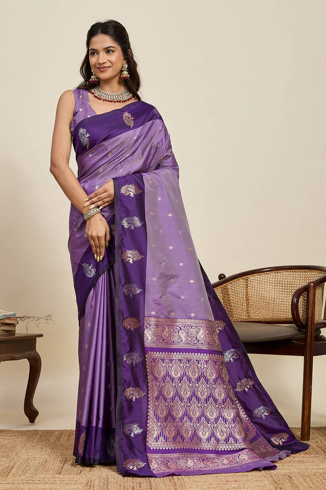 Lavender Woven Silk Saree