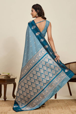 Blue Woven Silk Saree