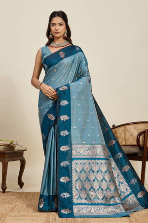 Blue Woven Silk Saree