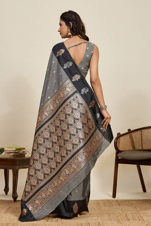 Grey Woven Silk Saree