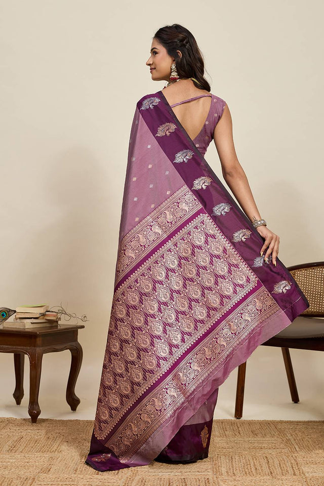 Violet Woven Silk Saree