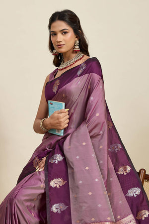 Violet Woven Silk Saree