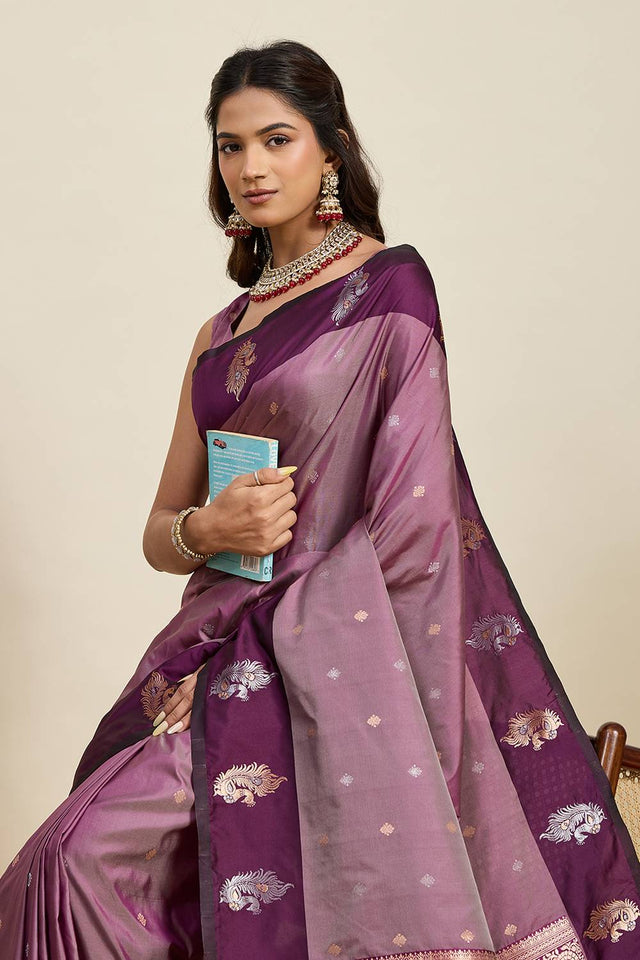 Violet Woven Silk Saree