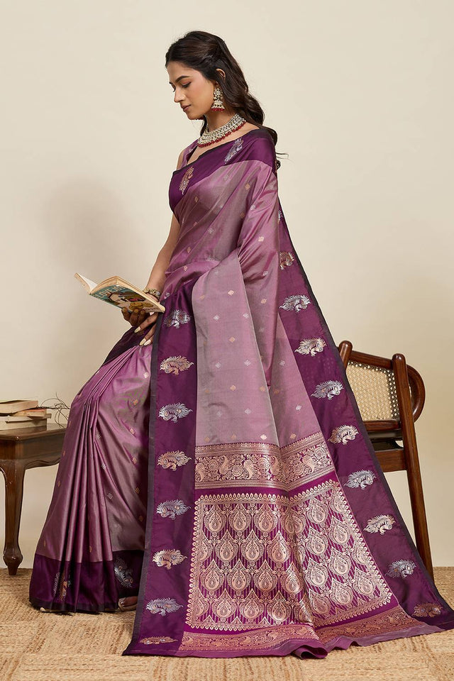 Violet Woven Silk Saree