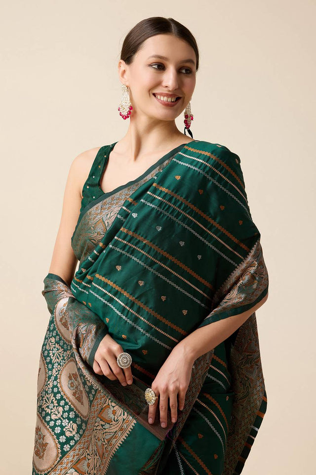 Green Woven Jacquard Saree