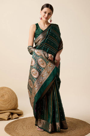 Green Woven Jacquard Saree