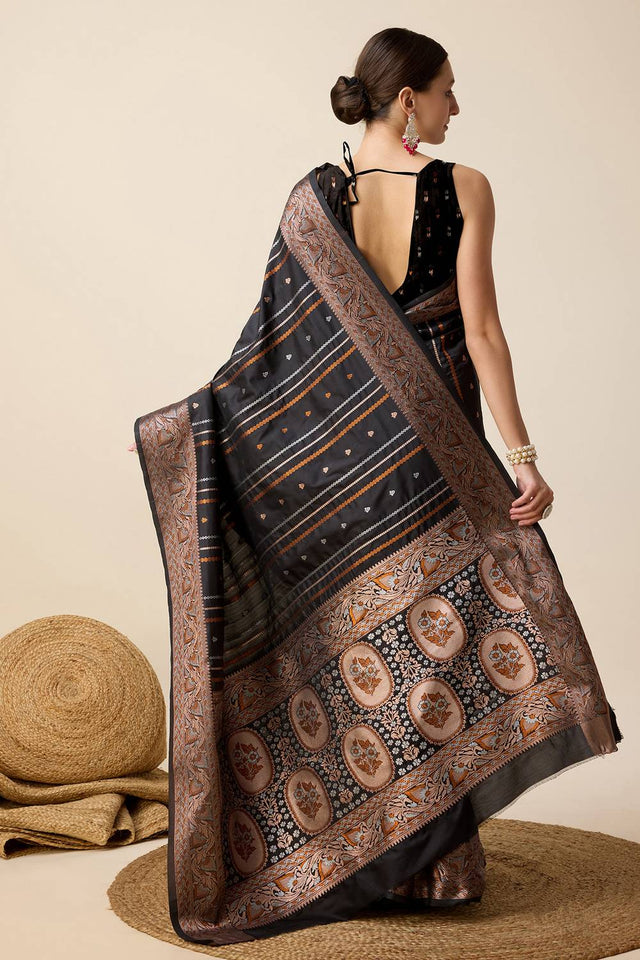 Black Woven Jacquard Saree