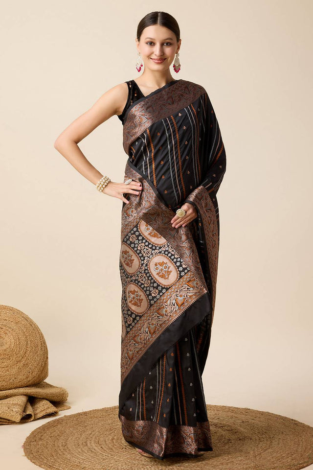 Black Woven Jacquard Saree