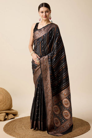 Black Woven Jacquard Saree