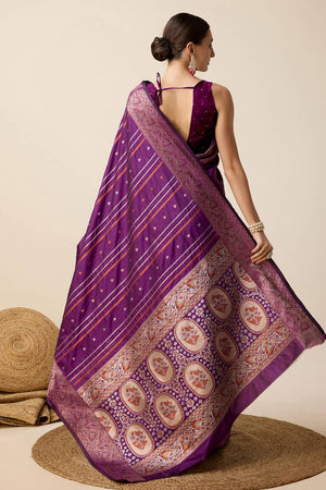Violet Woven Jacquard Saree