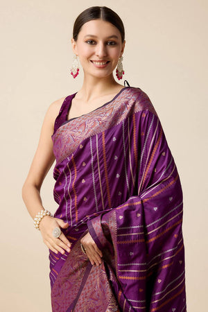Violet Woven Jacquard Saree
