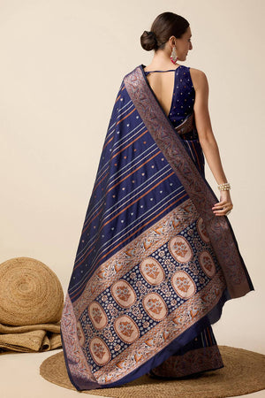 Blue Woven Jacquard Saree