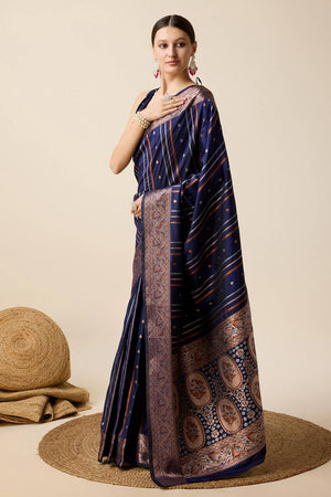Blue Woven Jacquard Saree