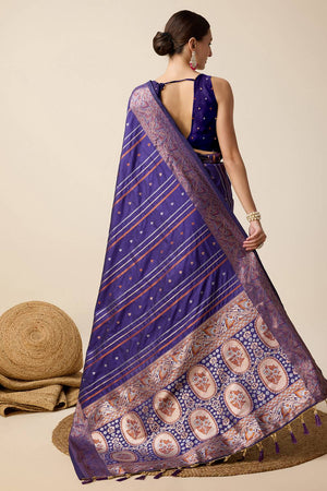 Violet Woven Jacquard Saree
