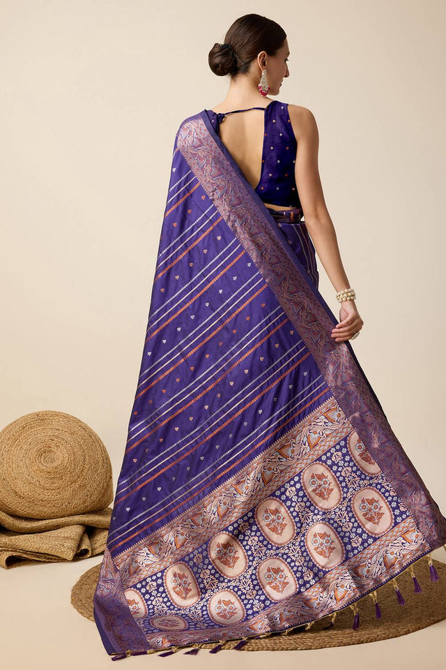 Violet Woven Jacquard Saree