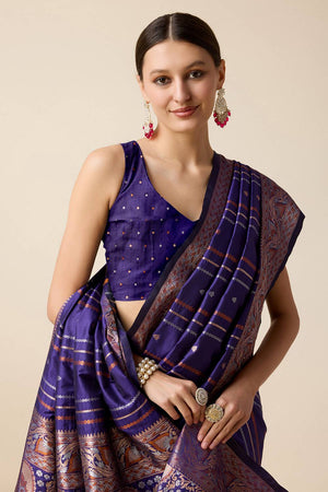Violet Woven Jacquard Saree