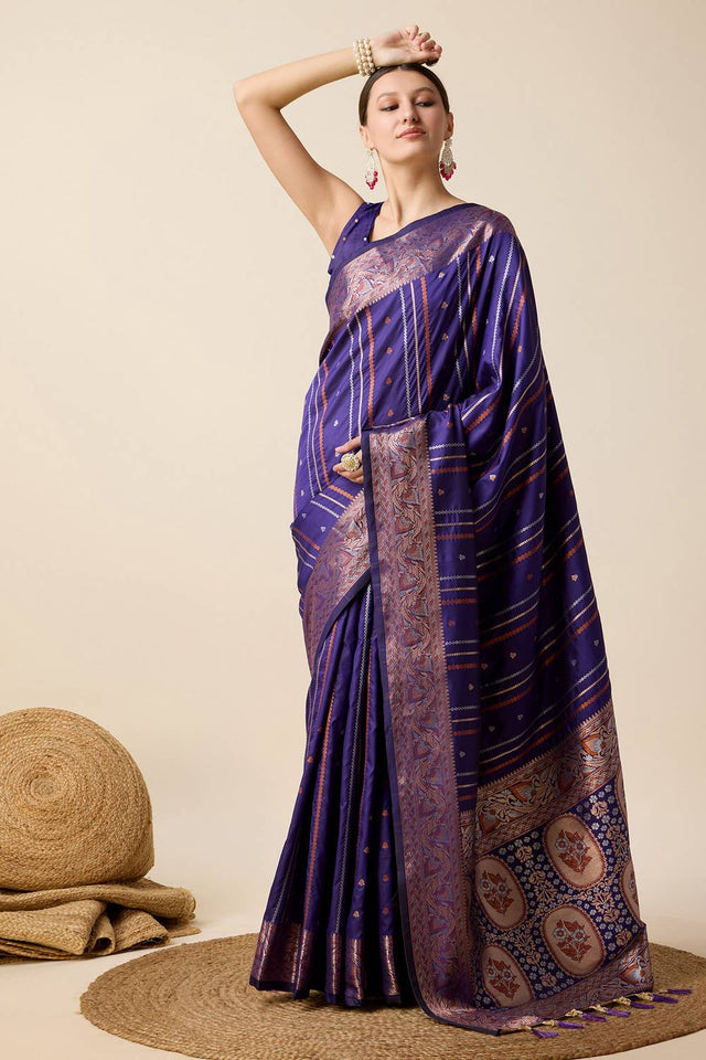 Violet Woven Jacquard Saree