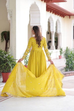 Yellow Sequin Silk Gown