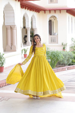 Yellow Sequin Silk Gown