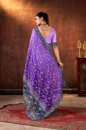 Violet Sequin with Embroidered Georgette Saree
