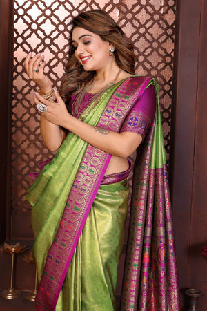Green Woven Silk Saree