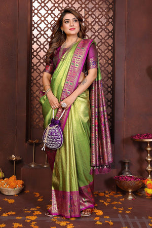 Green Woven Silk Saree
