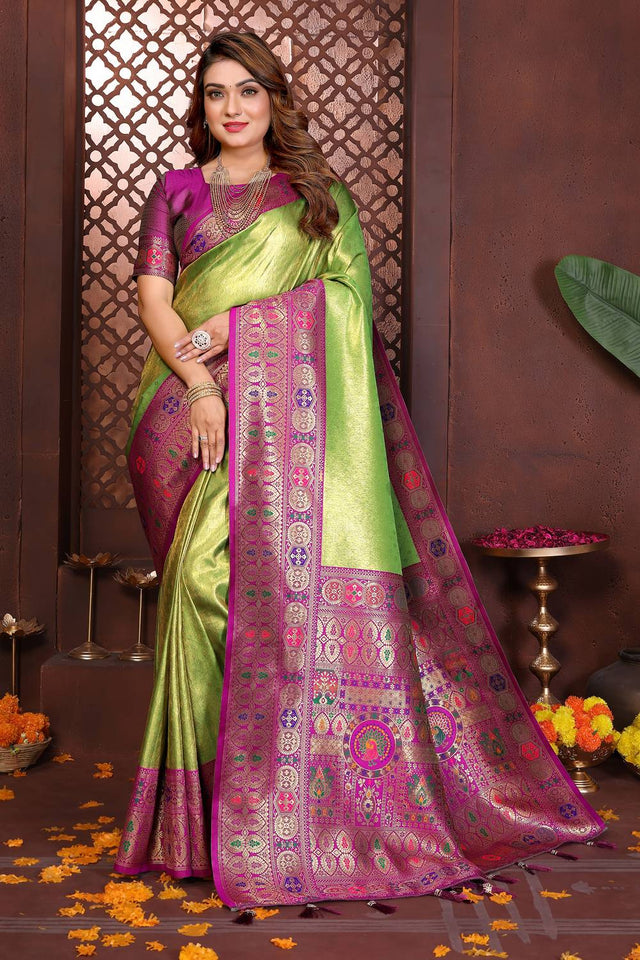 Green Woven Silk Saree