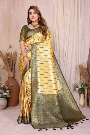 Yellow Woven Banarasi Silk Saree