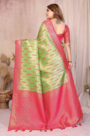 Green Woven Banarasi Silk Saree
